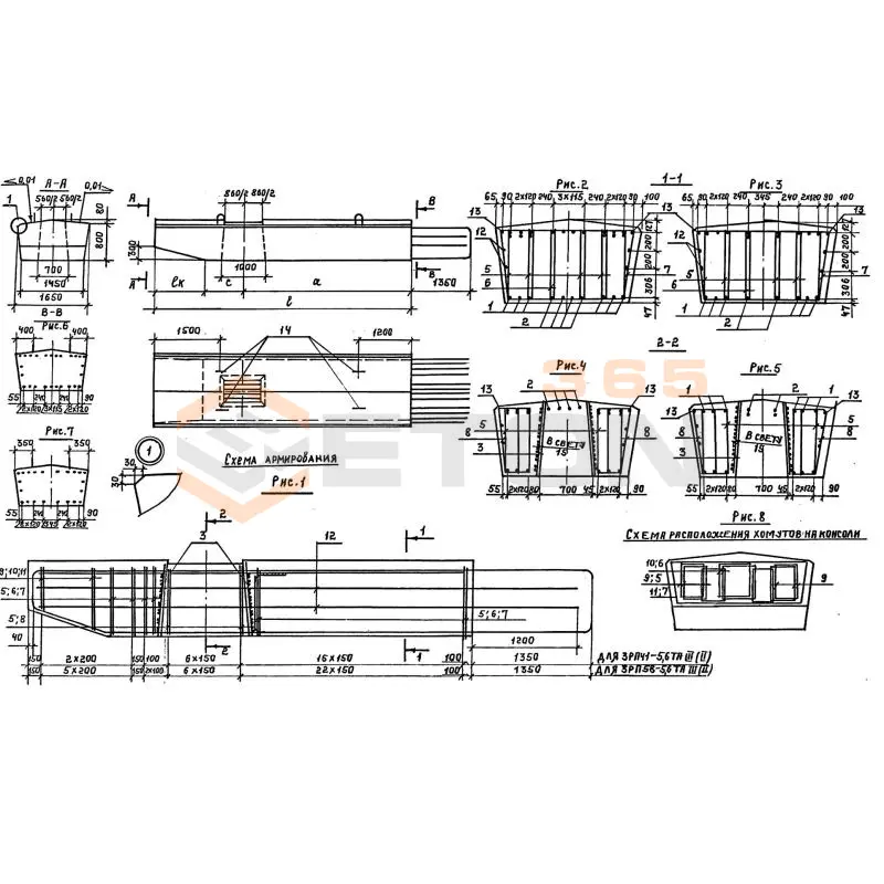 Блоки ригелей Серия 3.503.1-100 3РП 58-6 тАII