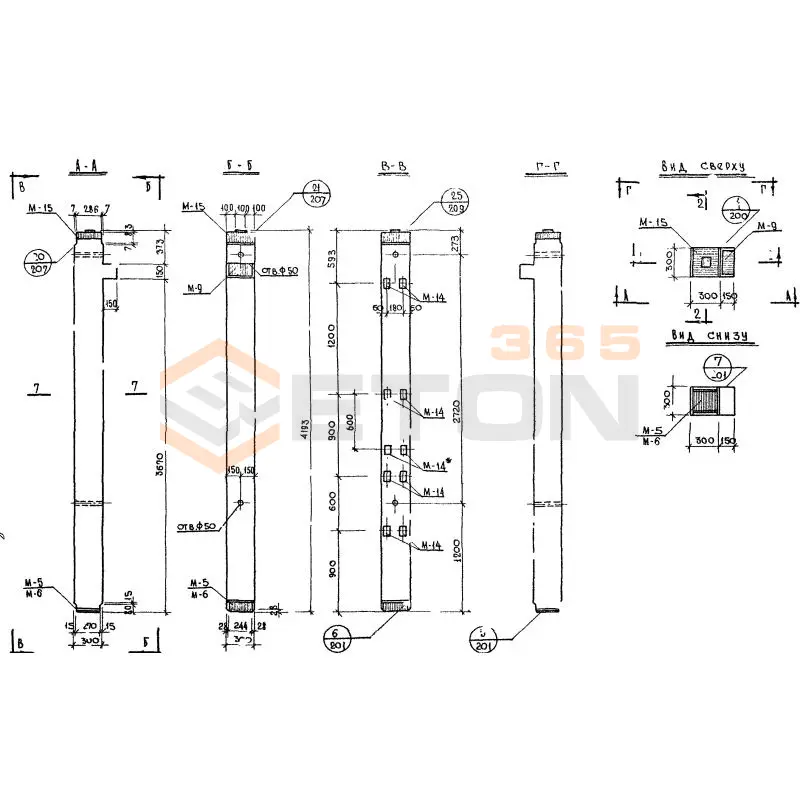 Колонны сечением 300х300 Серия ИИ 04-2 К 20-42-3