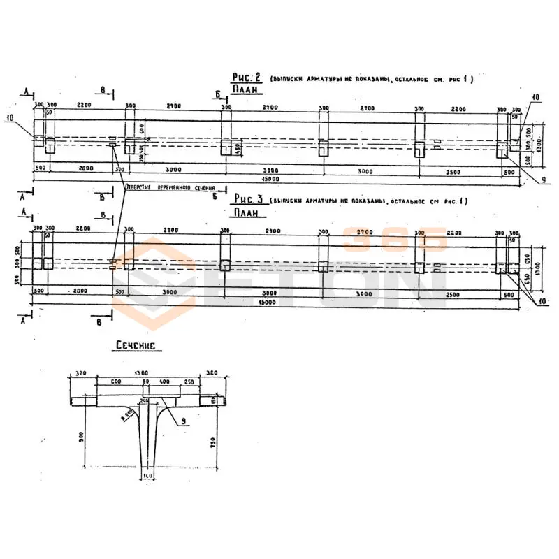 Балки пролетного строения Серия 3.503.1-73 Б 1500-130-93 (кр) тав.