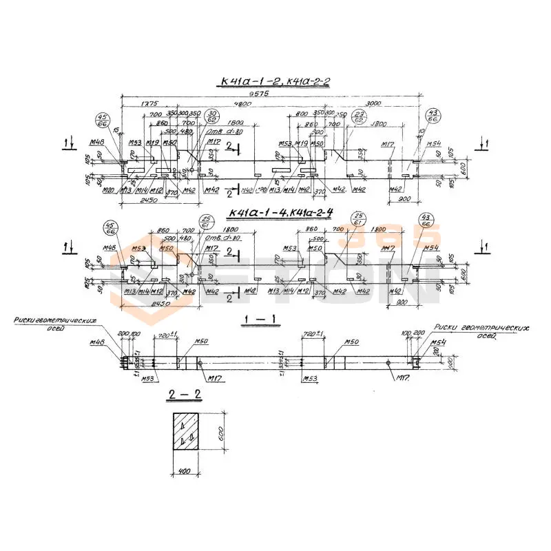 Колонны железобетонные для многоэтажных производственных зданий на высоту этажа 4,8 м Серия 1.420-12 вып. 2 К 41а-2-2