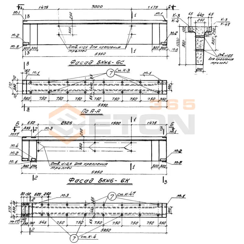 Балки подкрановые Серия КЭ 01-04 БКН 6-6 к