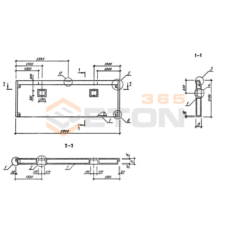 Панели стеновые нулевого цикла (цокольные) Серия 1.090.1-3пв 1ПСЦ 60-21-3,5 п пв (1.090.1-3пв)