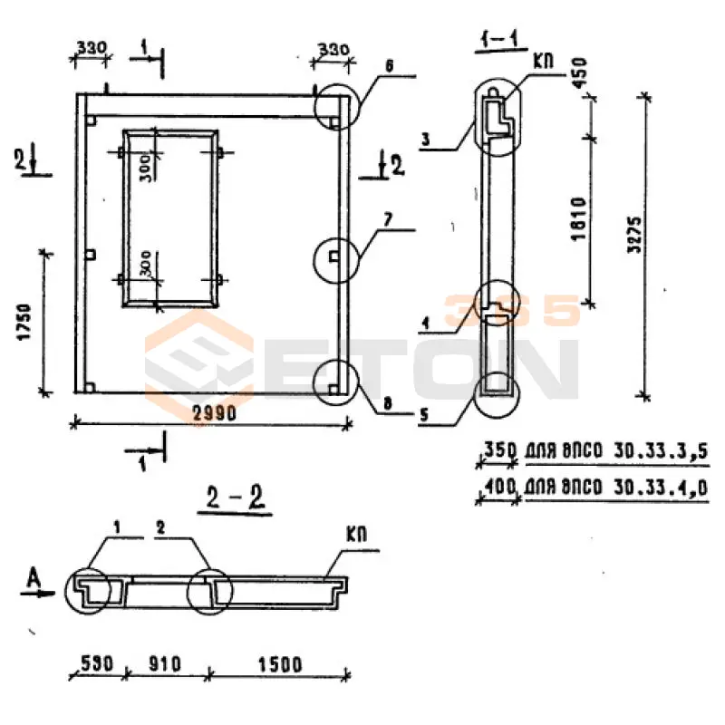 Панели наружных стен однослойные Серия 1.090.1-1/88 8ПСО 30-33-3,5