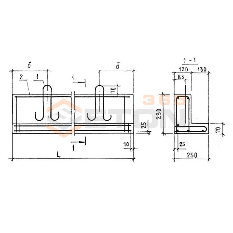 Перемычки балочные ПГ ГОСТ 948-84 1ПГ 44-8 (ГОСТ 948-84)