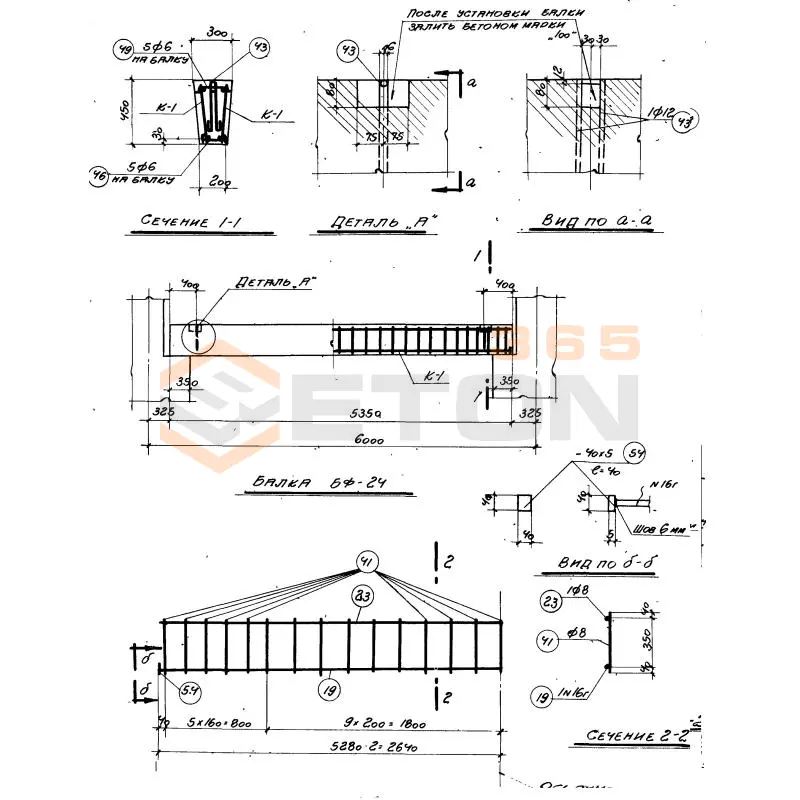 Балки фундаментные серия КЭ 01-15 ( КЭ 01-01 ) БФ 24