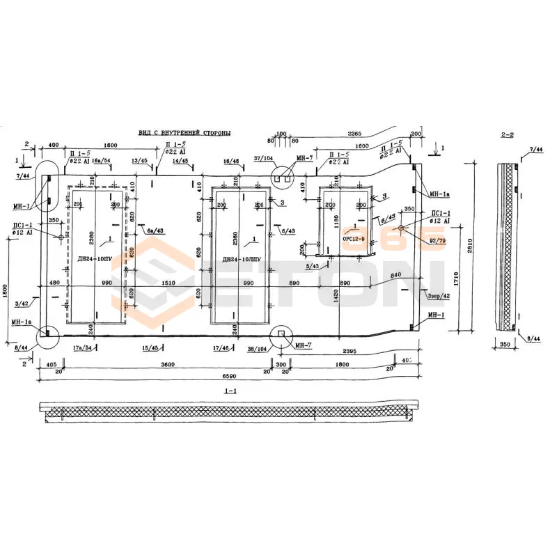 Панели стеновые наружные Альбом ИЖ 1.1-1 Н 13-1 (Альбом ИЖ 1.1-1)