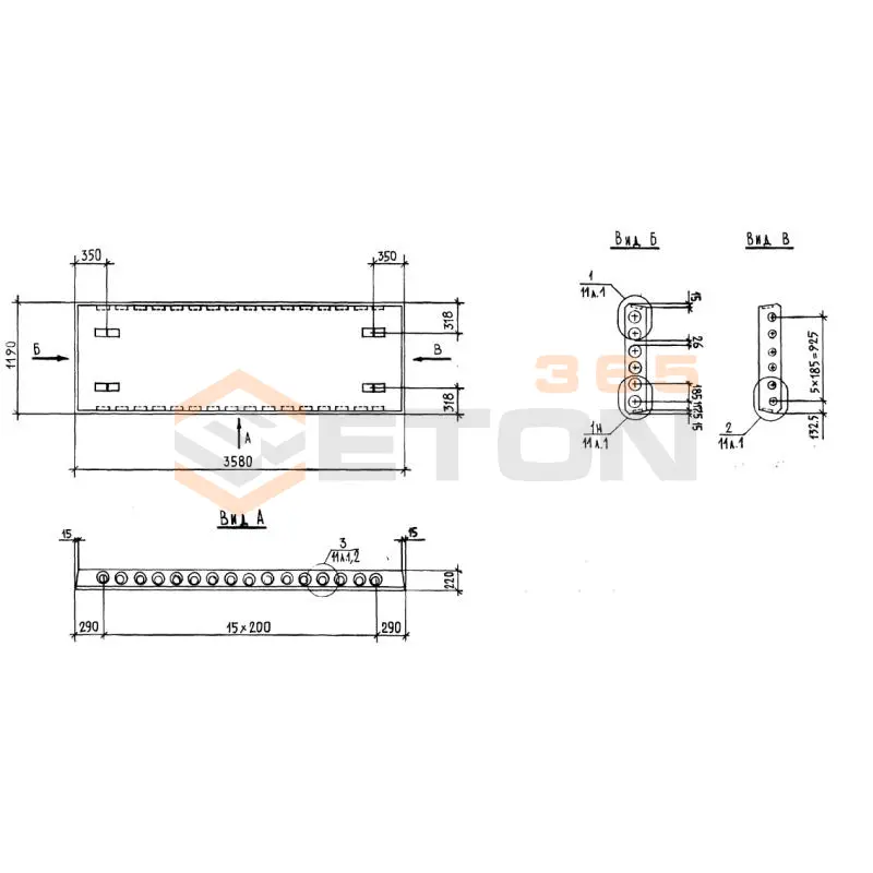 Плиты перекрытия многопустотные Серия 1.141.1 КЛ-3 ПК 36-12-5 АIIIт