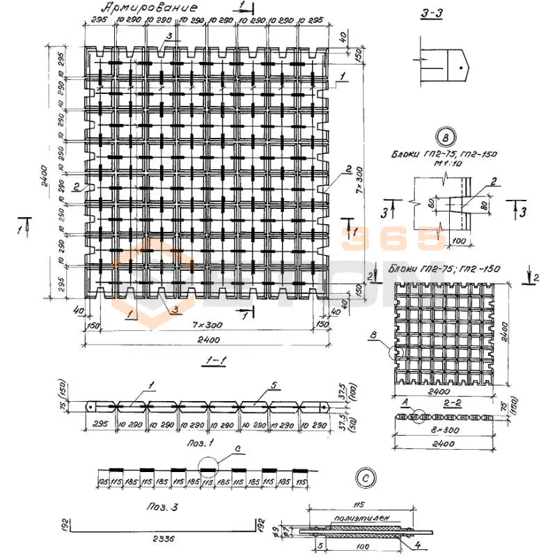 Блоки укрепления Серия 3.501.1-156 ГП 2-150