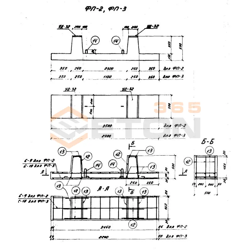 Плиты НСП и ПФ и ФП серия 3.407.1-157 ( серия 3.407-102, 3.407-40/70 ) ФП 2