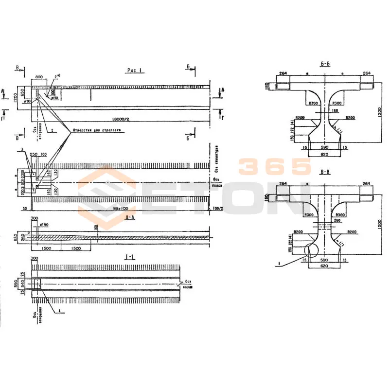 Балки пролетного строения Серия 3.503.1-81 длина 18000 мм Б 1800-180-123 Тк7АII-5