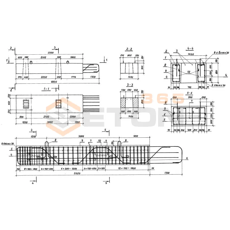 Блоки ригелей Серия 3.503.1-90 2РК 80-74-7
