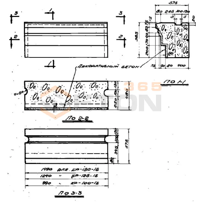 Блоки карнизные радовые Серия СТ 02-01 КР 100-1 Б (СТ 02-01)