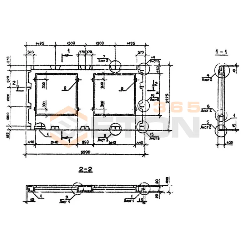 Панели наружных стен Серия 1.090.1-2с 2ПСО 60-33-4-2 пс (1.090.1-2с)