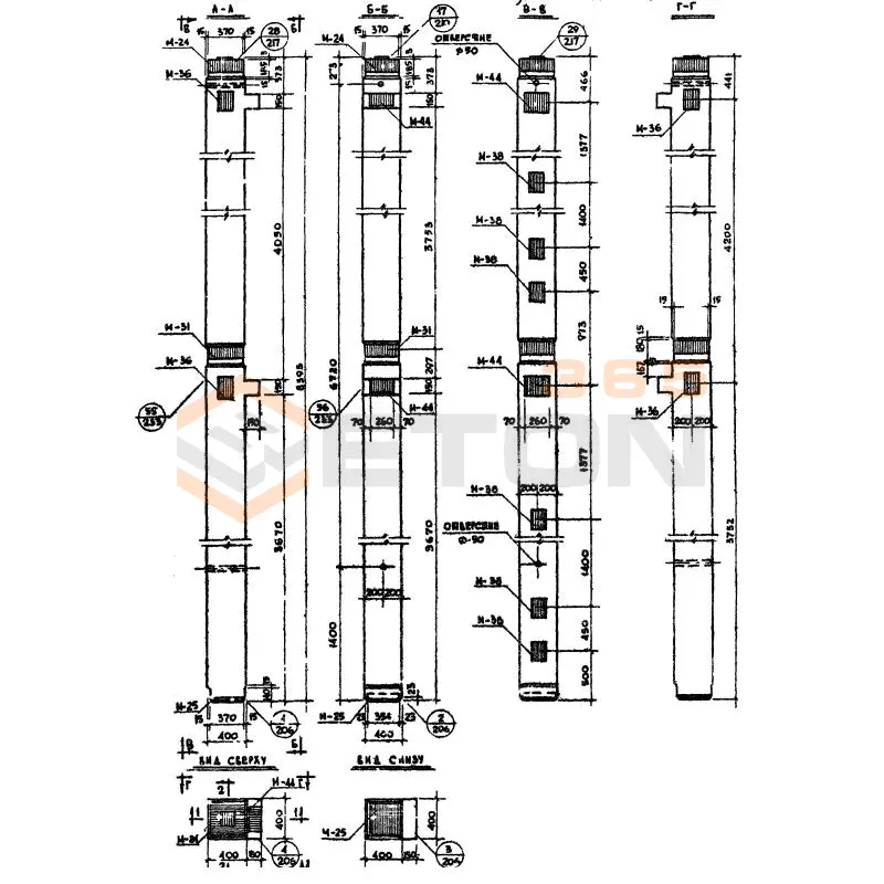 Колонны сечением 400х400 Серия ИИ 04-2 КП 29-84-4