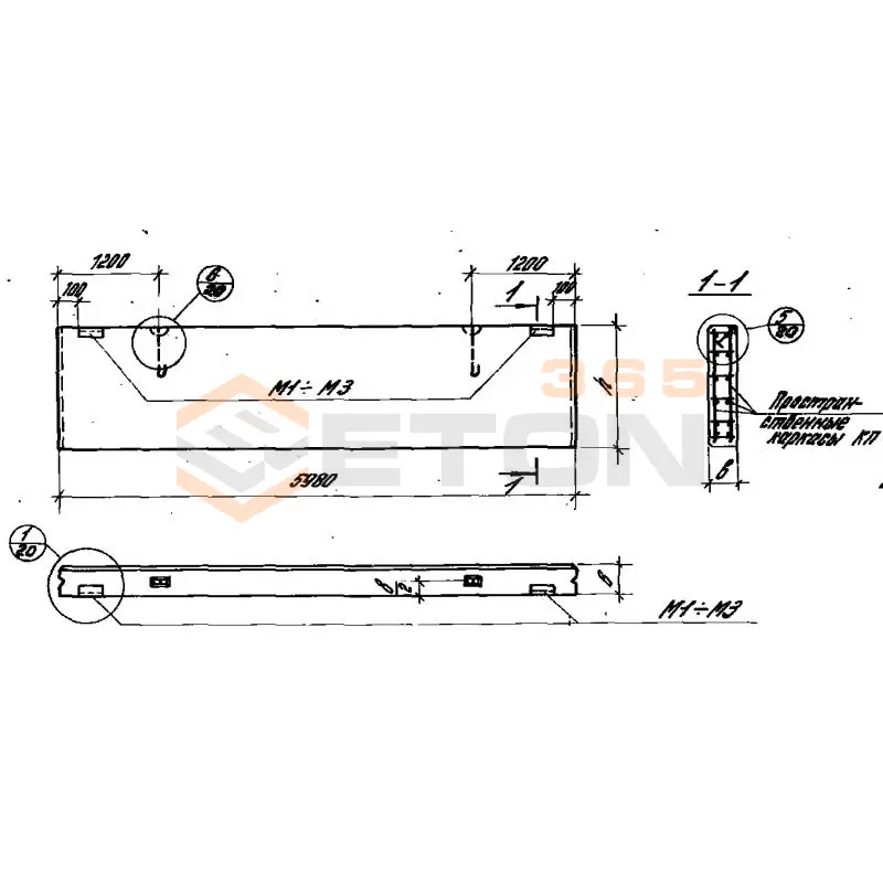 Панели стеновые Серия 1.432-14/80 ПС 600-9-25 п-3