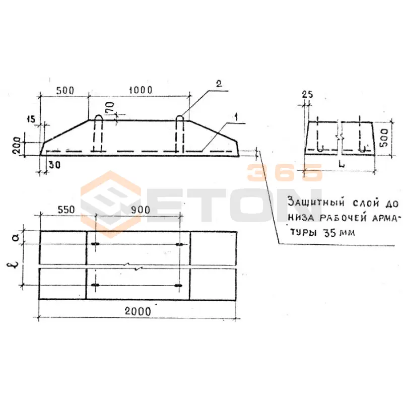 Плиты железобетонные ленточных фундаментов (фундаментные подушки) ГОСТ 13580-85 ФЛ 20-8-1