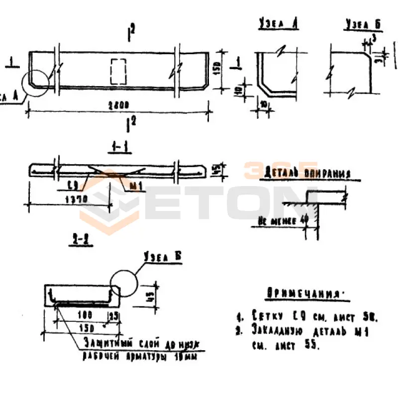 Плиты подоконные Серия 1.136-1 ЛО 28-15 (1.136-1)