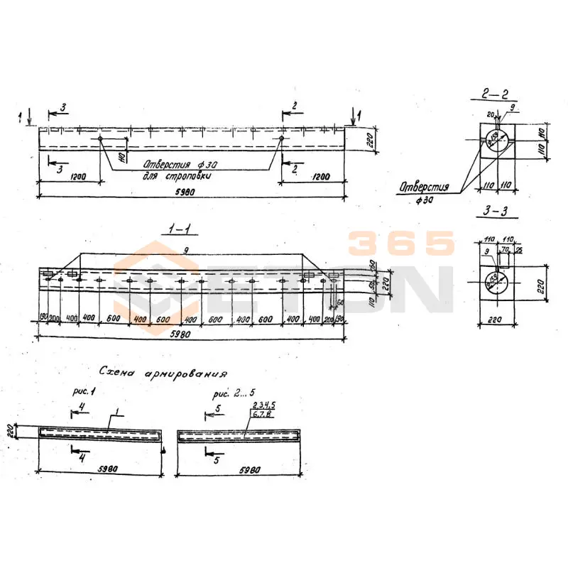 Ригели Серия 1.425.1-1 РП 1 ВрII (1.425.1-1)