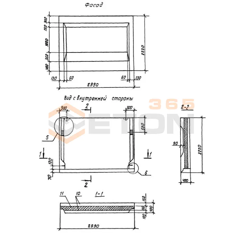 Панели опорные Серия 1.100.1-7 3НЧ 30-22-40-150 т