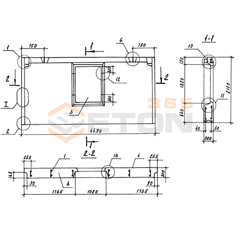 Панели наружных цокольных стен Серия 1.100.1-7 1НЦ 45-22-30-150 л-1