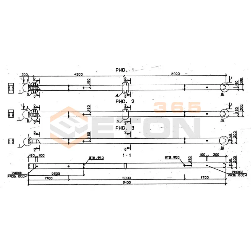 Колонны сечением 300х300 серия 1.020-1/87 ( 1.020.1-7, 1.020-1/83, ИИ 04-1, 1.020.1-3пв ) 2КО 3-42-2-1 пв