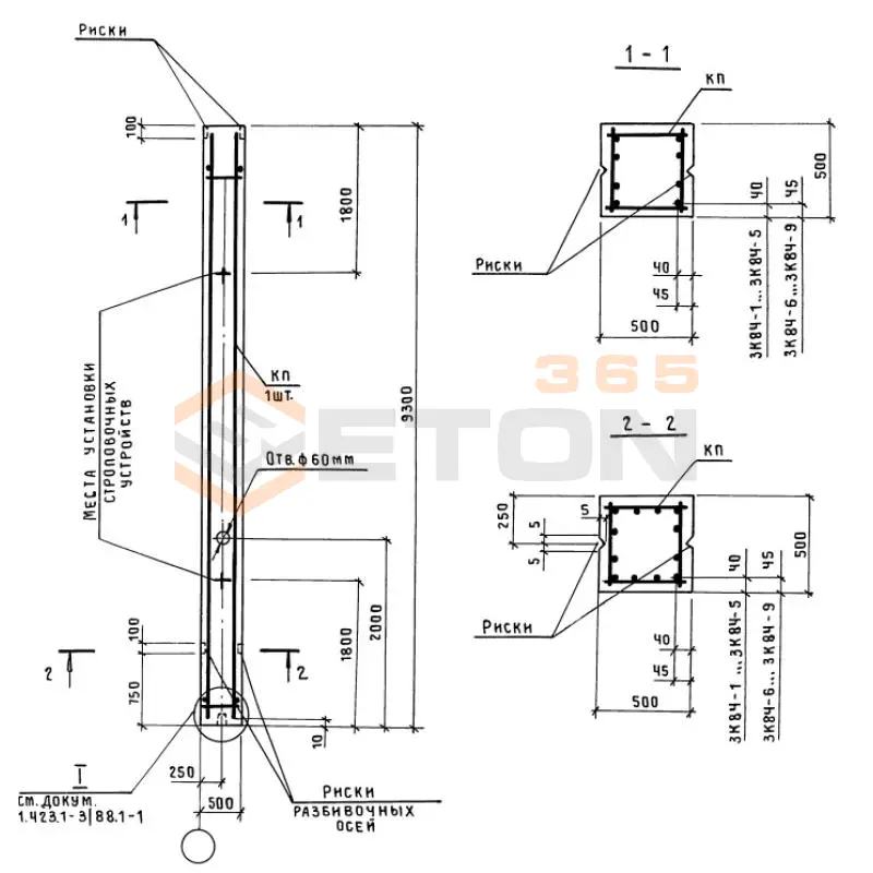 Колонны железобетонные Серия 1.423.1-3/88 3К 84-2 м2