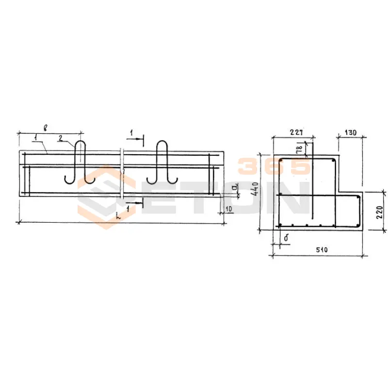 Перемычки балочные ПГ серия 1.038.1-1 ( 1.138-10, ИИ 03-02, ГОСТ 948-84, 1.139-1 ) 8ПГ 60-40