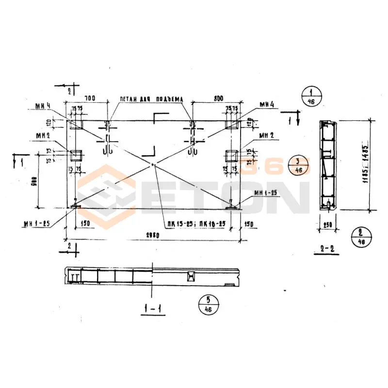 Панели стеновые легкобетонные толщиной 20,25,30 и 35 см Серия ИИ 04-5 Н 30-12
