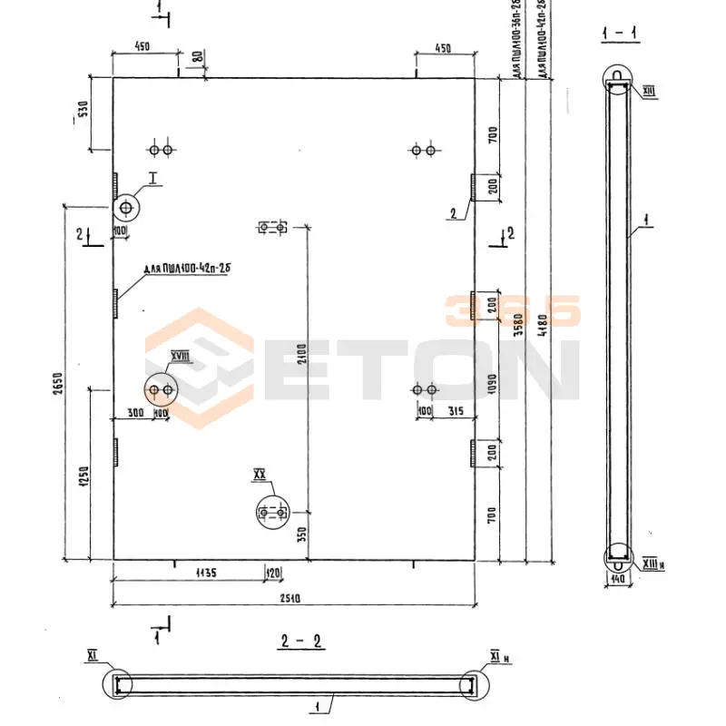 Панели шахт лифтов Серия 1.289.1-2 ПШЛ 100-42п-2 б
