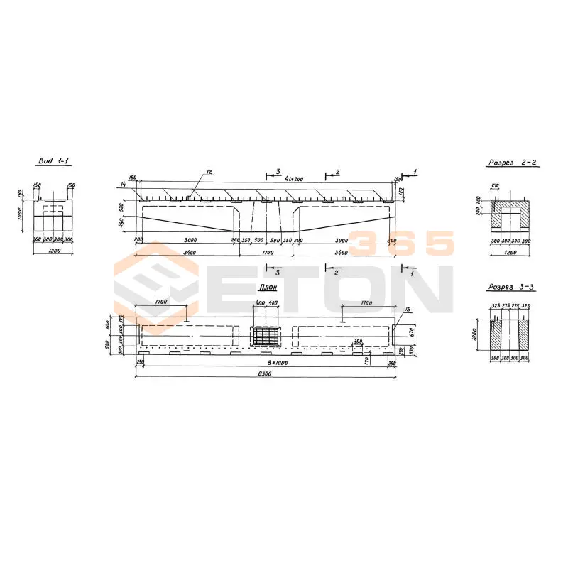 Блоки ригелей Серия 3.503.1-102 1БР 85-1 (3.503.1-102)