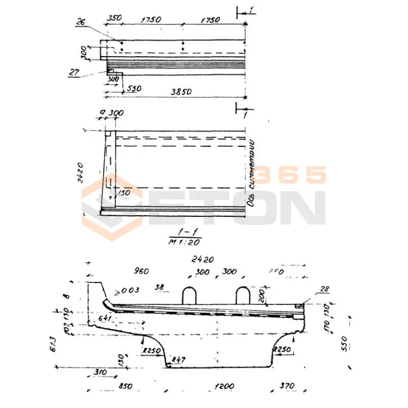 Балки с пониженной строительной высотой Серия 3.501.1-146 БП 77 к1 м АIII