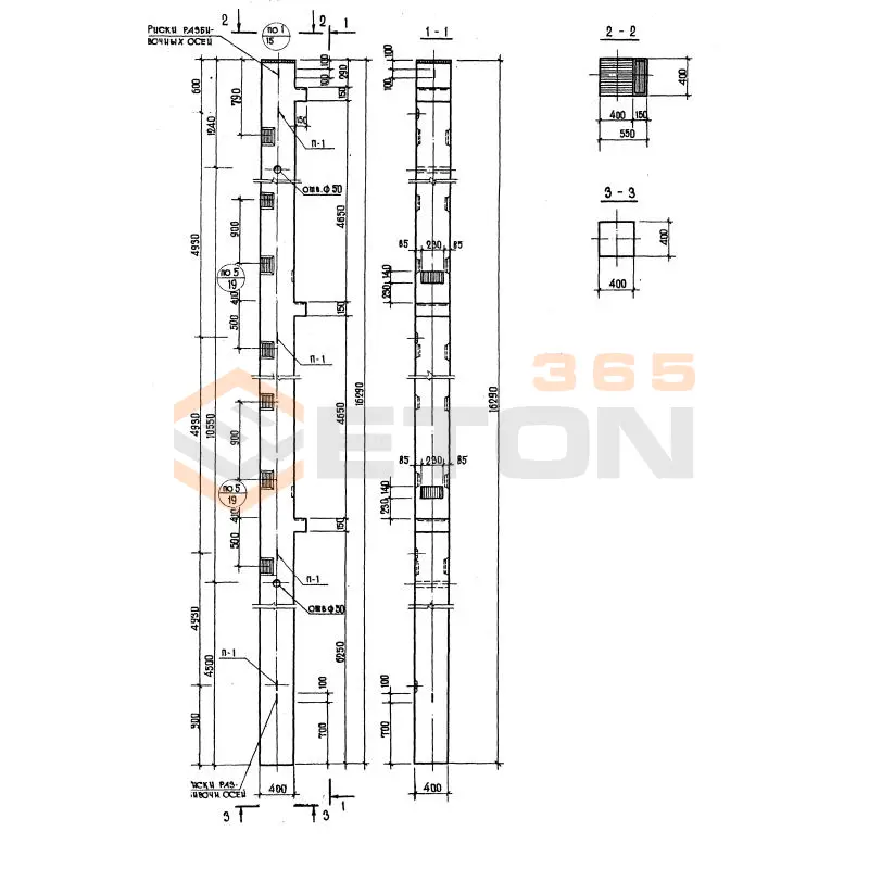 Колонны сечением 400х400 Серия ИИ 04-2 К3Р 448-24
