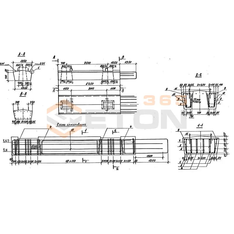 Блоки ригелей Серия 3.503.1-100 4РП 53-5 тАIII