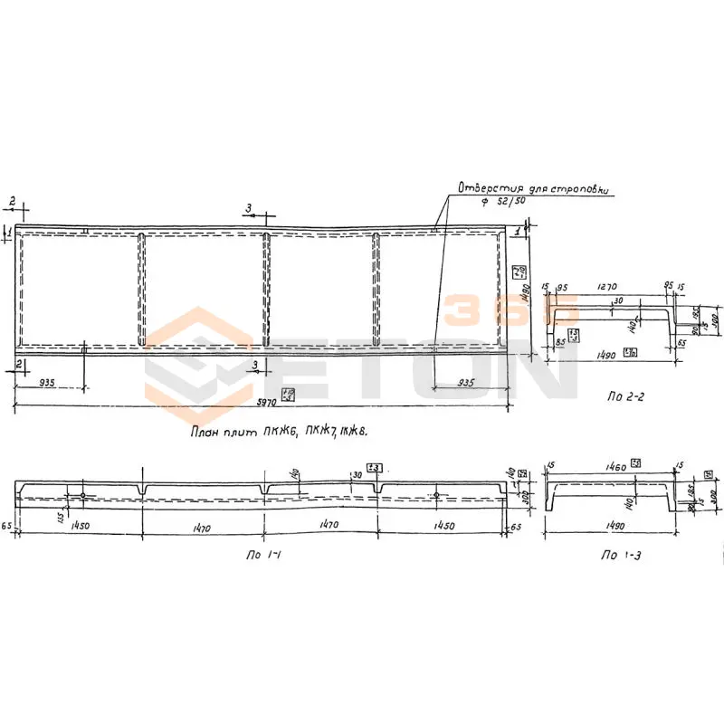 Плиты ребристые ТЧ 52-56 ПКЖ 6 (ТЧ 52-56)