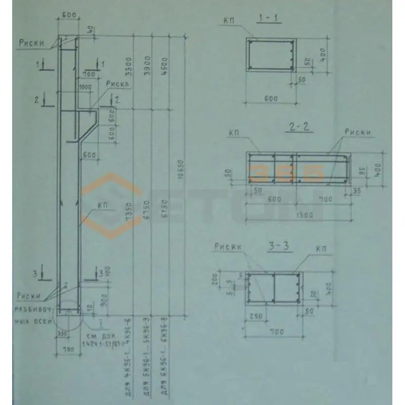 Колонны для зданий высотой 8,4; 9,6 и 10,8 м Серия 1.424.1-5 5К 96-7