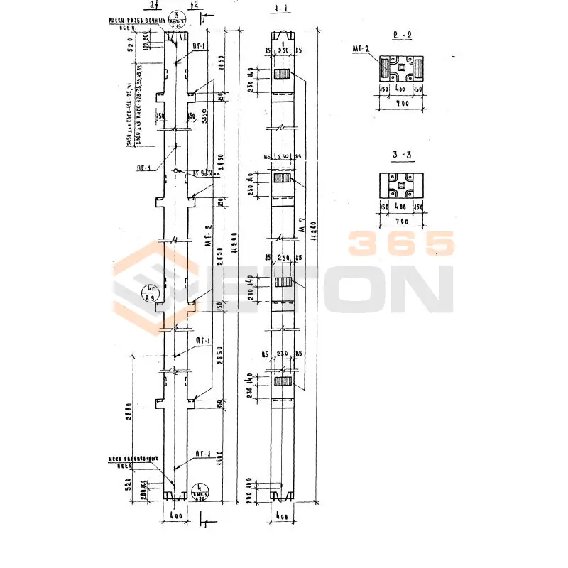 Колонны сечением 400х400 Серия ИИ 04-2 К4СР 428-31