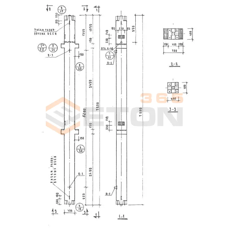 Колонны сечением 400х400 Серия ИИ 04-2 КСР 472-58