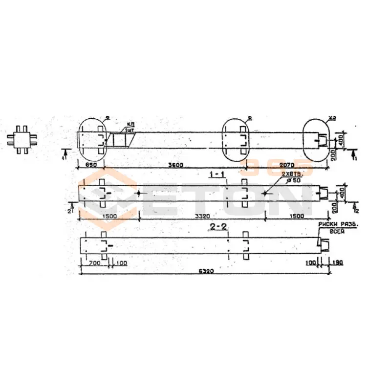 Колонны сечением 400х400 мм для зданий с высотами этажей 3,6 м Серия 1.020.1-2с/89 2КВ 36-63-1 с