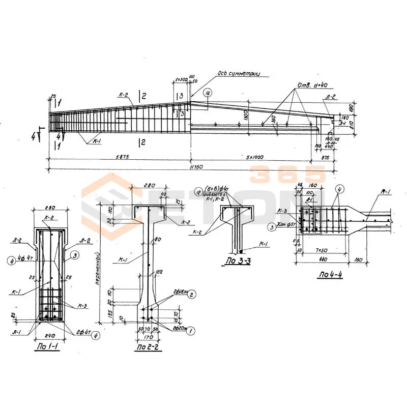 Балки Серия ПК 01-06 Б 5-12-2