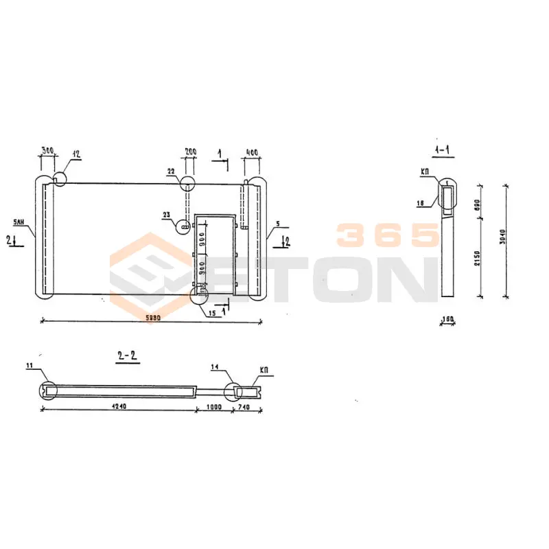 Панели внутренних стен Серия 1.090.1-1/88 ПВП 60-30-10