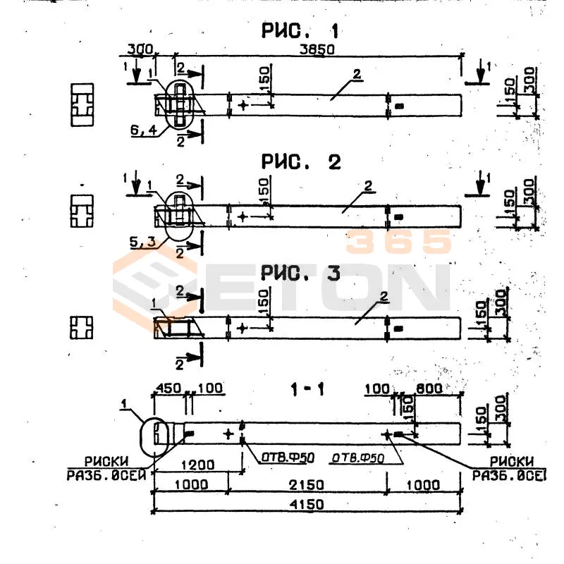 Колонны сечением 300х300 Серия 1.020.1-7 1КД 3-33-10