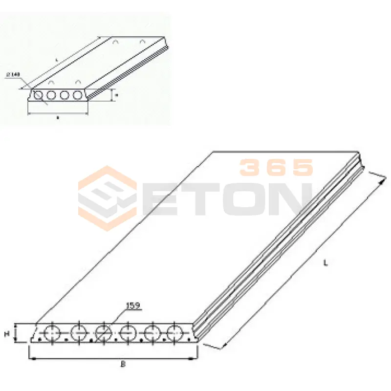 Плиты многопустотные с круглыми пустотами ГОСТ 26434-2015 ПБ 24-36-6 (ГОСТ 26434-2015)