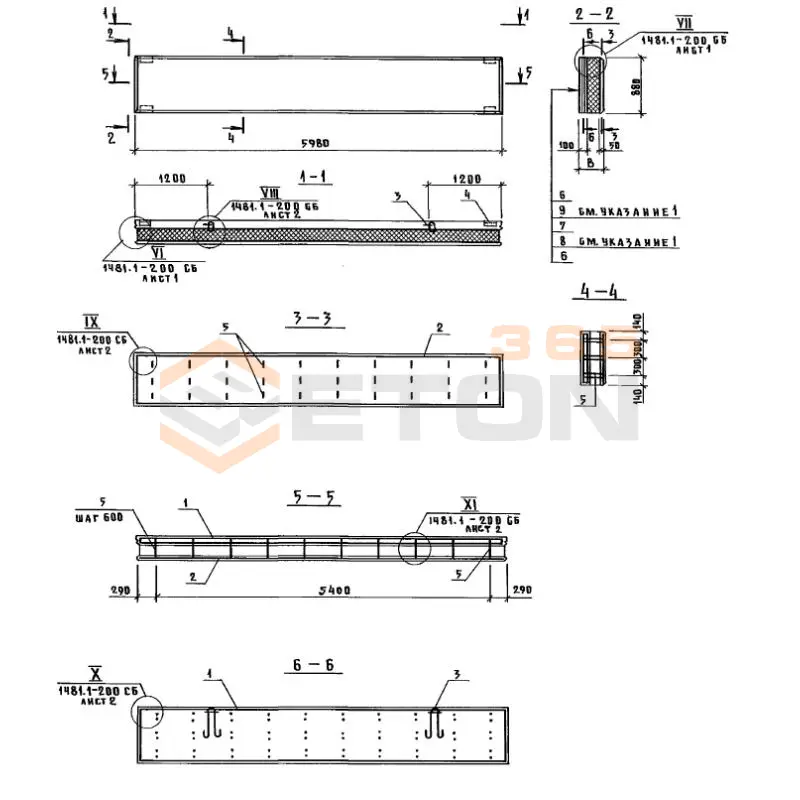 Панели стеновые трехслойные Шифр 1481 ПСТ 60-9-30 тп (Шифр 1481)