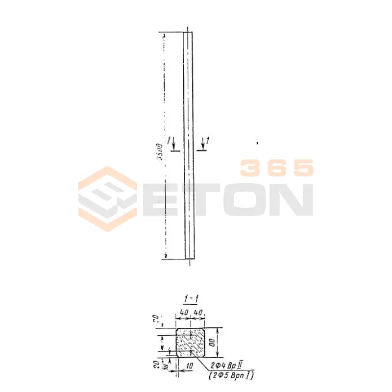 Опоры железобетонные дорожных знаков ГОСТ 25459-82 2ОЖ 35-8-1