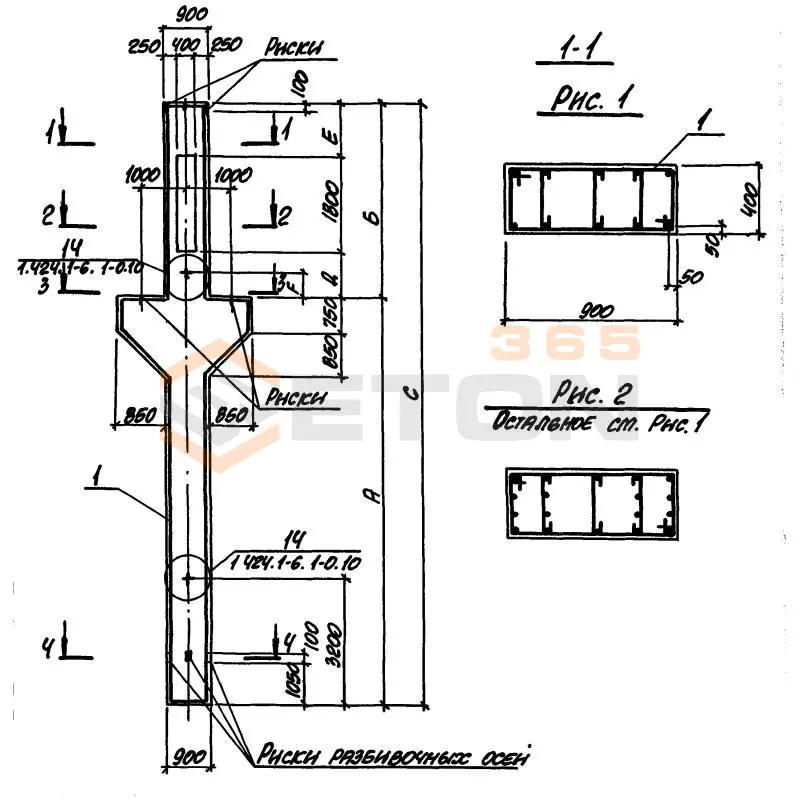 Колонны крановые с проходами Серия 1.424.1-6 10К 120-11