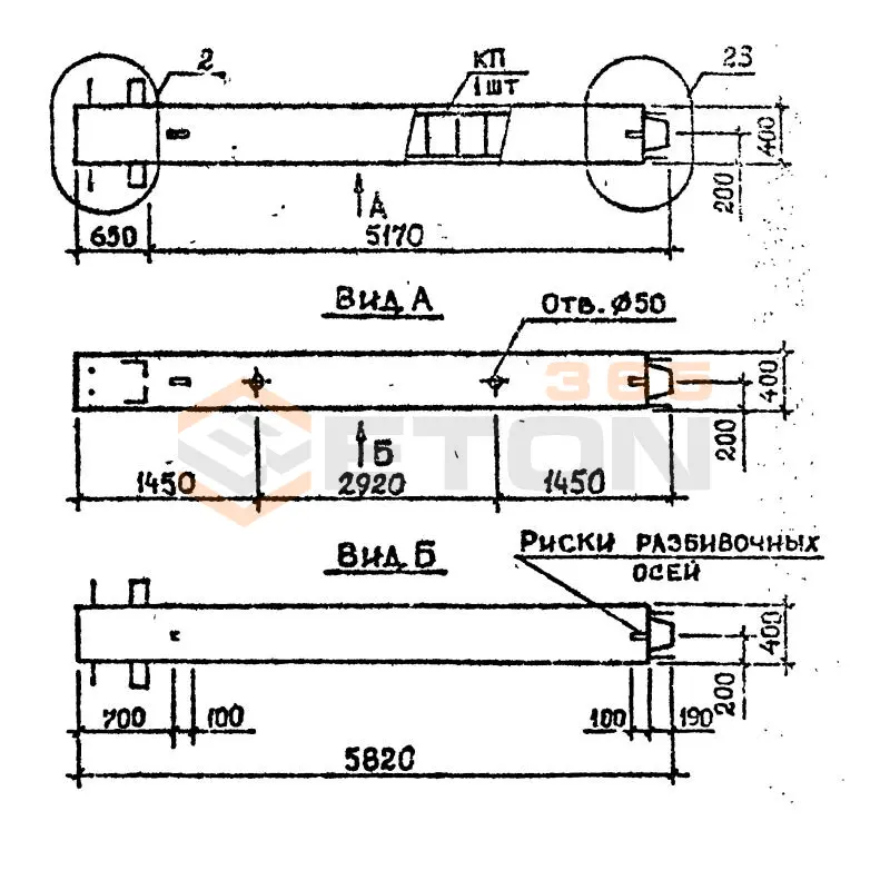 Колонны сечением 400х400 мм для зданий с высотами этажей 5,4-6,0 и 6,0 (7,2) м Серия 1.020.1-2с/89 1КВ 60-58-2 с