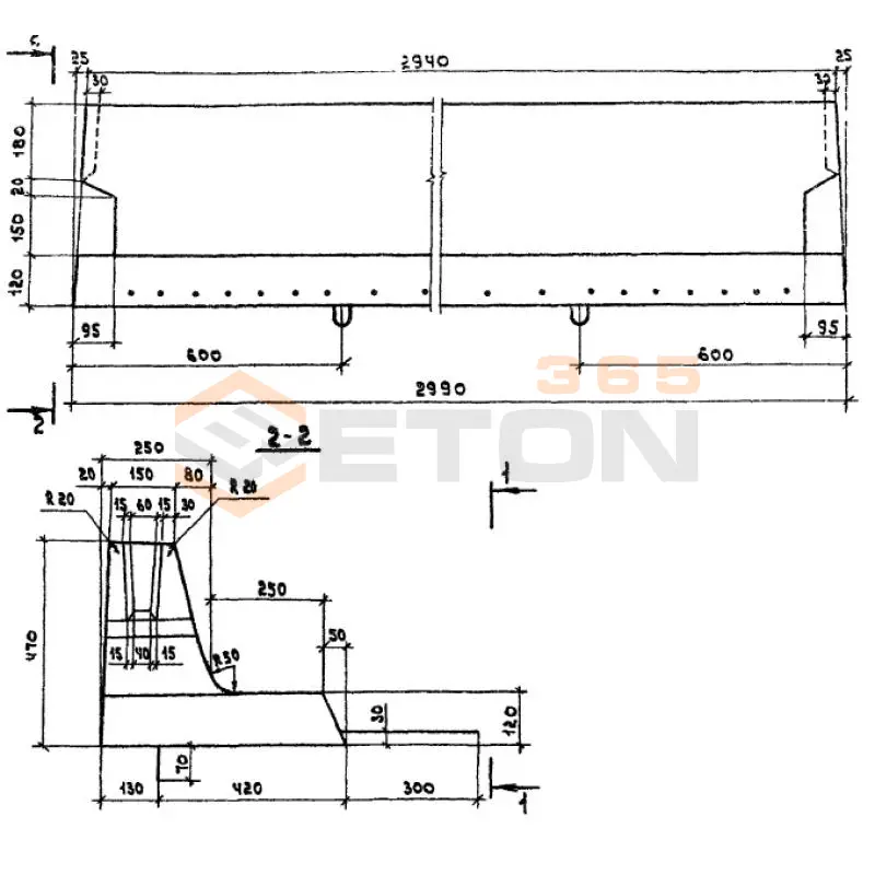 Блоки бордюра Серия 3.503.1-75 ( 3.503-29 ) ББ 1