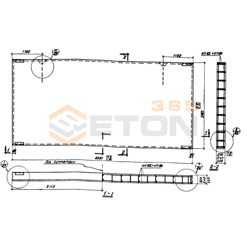 Панели стеновые Серия СТ 02-33 ПСЛ 30-2-3-6,25 (СТ 02-33)