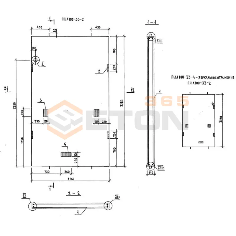 Панели шахт лифтов Серия 1.289.1-2 ПШЛ 100-33-4