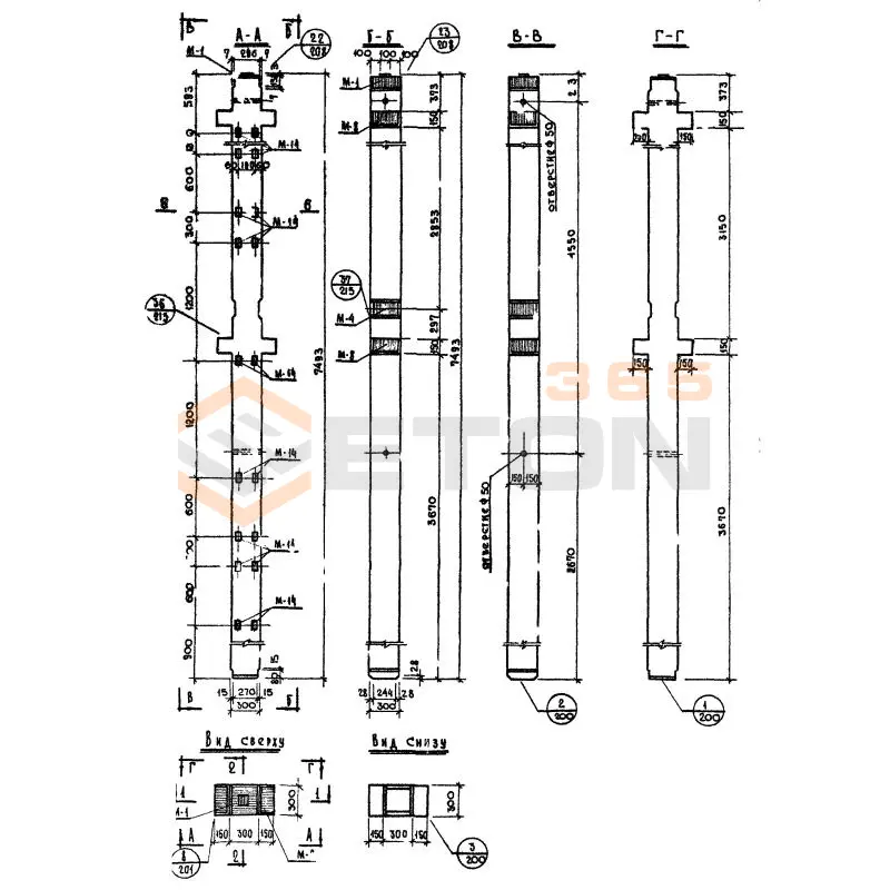 Колонны сечением 300х300 Серия ИИ 04-2 К2 16-75-3